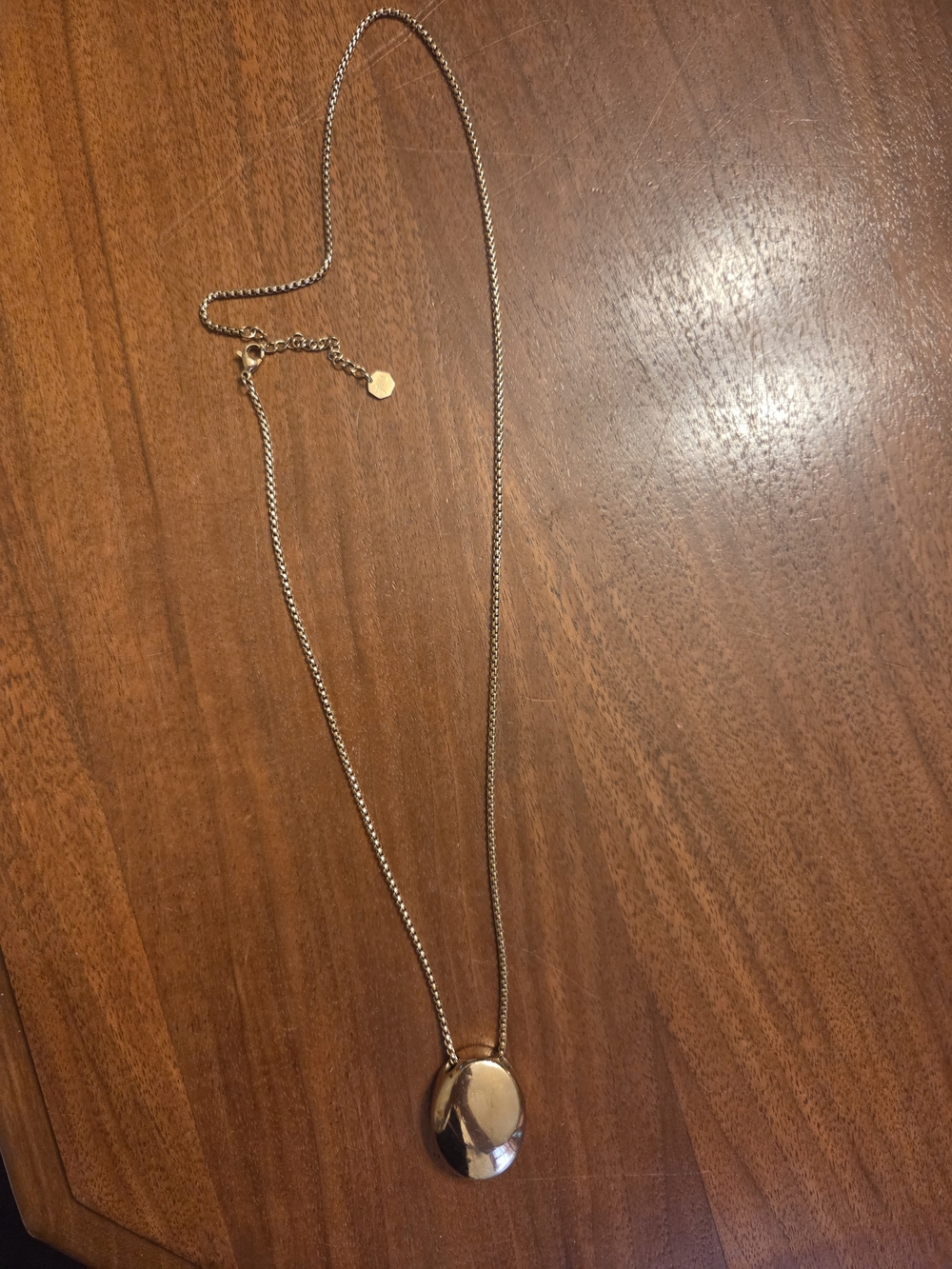 Gold Pendant Oval Necklace - Vintage